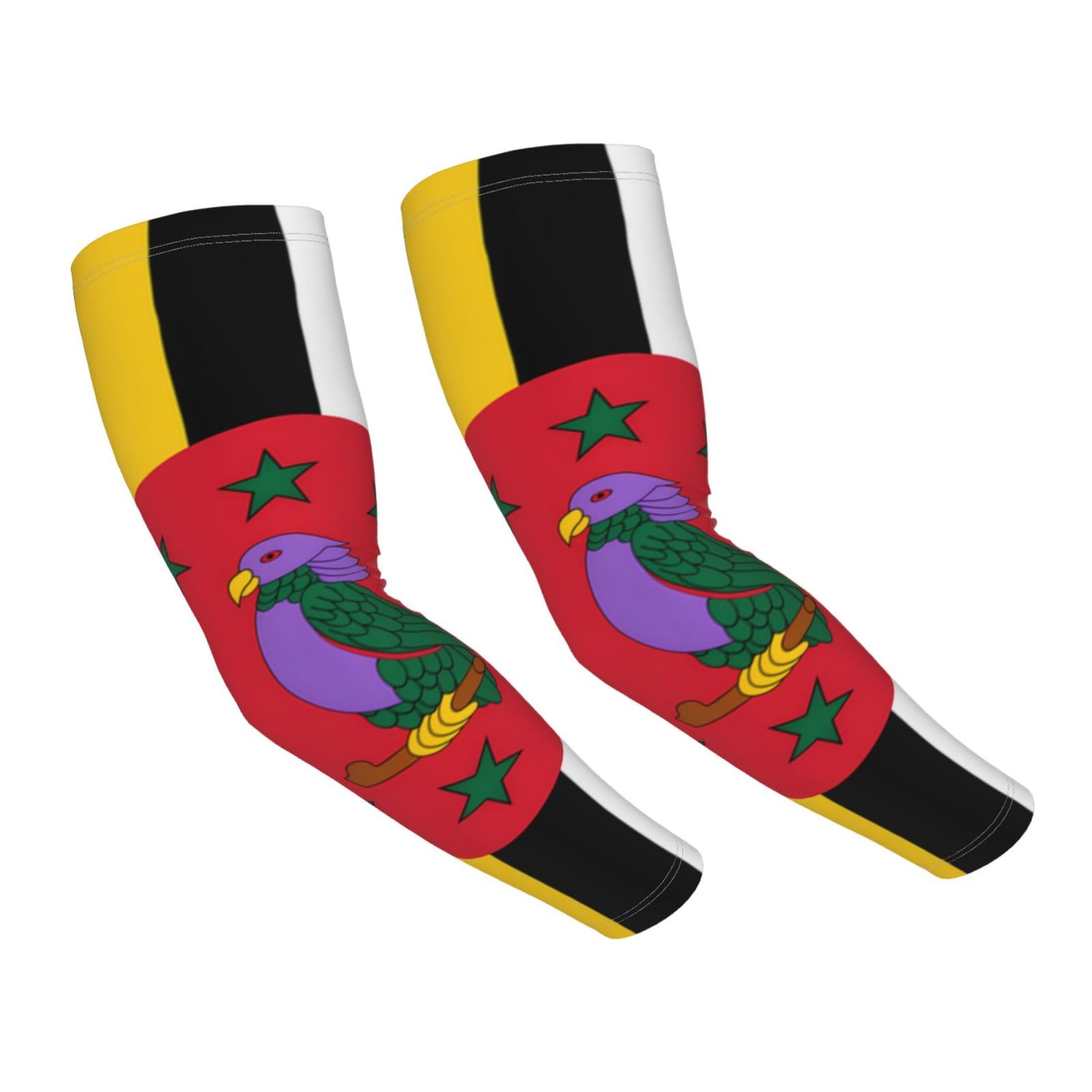 Chengua Unisex Black Flag Of The Commonwealth Of Dominica Print Cooling Arm Sleeves - Ice Silk Uv Protection Sun Compression Sleeves To Cover For Men Women