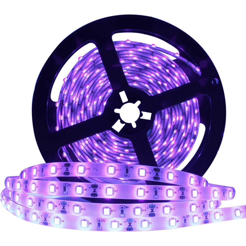 YGS-Tech 24 Watts UV Black Light LED Strip, 16.4FT/5M 3528 300LEDs