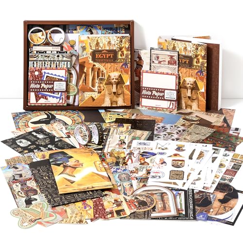 Image of The AutoStory Travel Scrapbooking Kit A6 Junk Journal Ancient Pyramid Aesthetic Stickers History Decorative Papers Washi Tape DIY Craft Art Diary Explorer Decor Teens Supply (Egypt, Brown)
