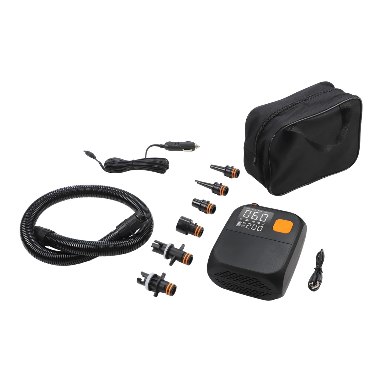 Pompe à air électrique numérique pour kayak, voiture, bateau, gonfleur portable sans fil 25 PSI avec batterie 8000 mAh, pour arrêt automatique des sports de plein air