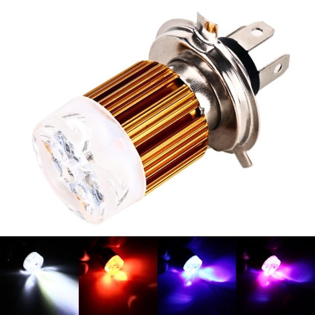 H4 LED Headlight Bulb Multicolor Flasher 4 Led Head Lamp Bulb H4 socket-image-1