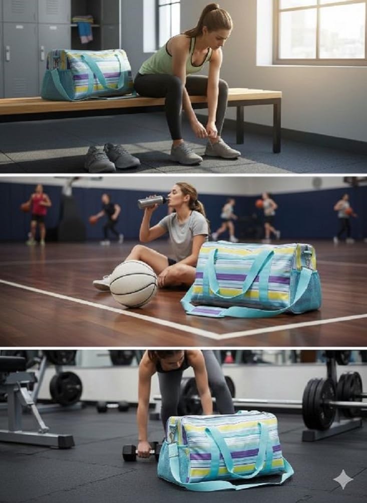 Sportowa torba sportowa na siłownię, do pływania i podróży, z kieszeniami na mokro/sucho, wodoodporna wnętrze, idealna dla kobiet, wszechstronna torba z wieloma kieszeniami, idealna na nocne wycieczki
