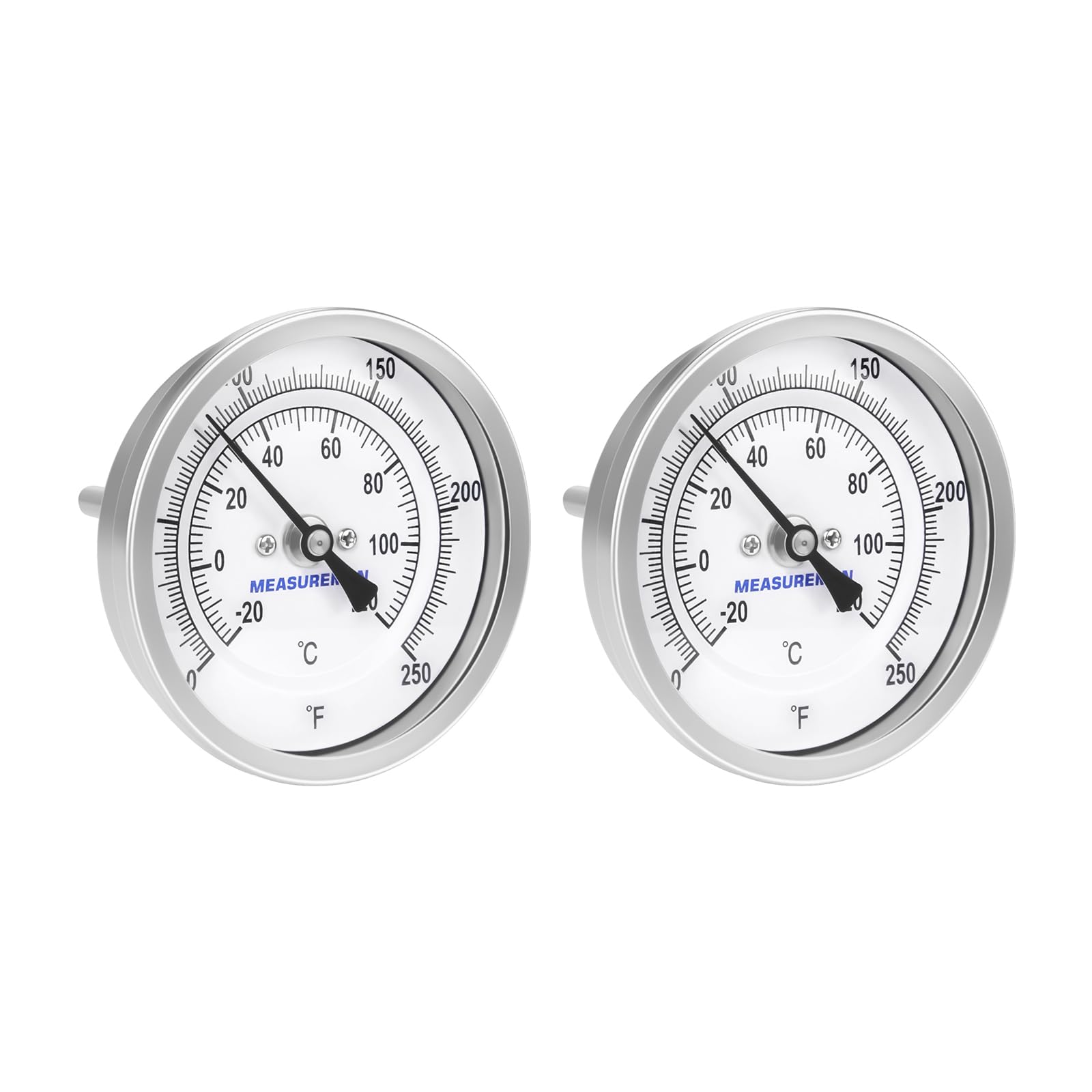 Measureman Fully Stainless Steel Bimetal Dial Thermometer, 3" Dial, 4" Stem, 50-500 deg F/10-260 deg C, -1% Accuracy, Adjustable, 1/2" NPT Back Mount — Amazon image 8