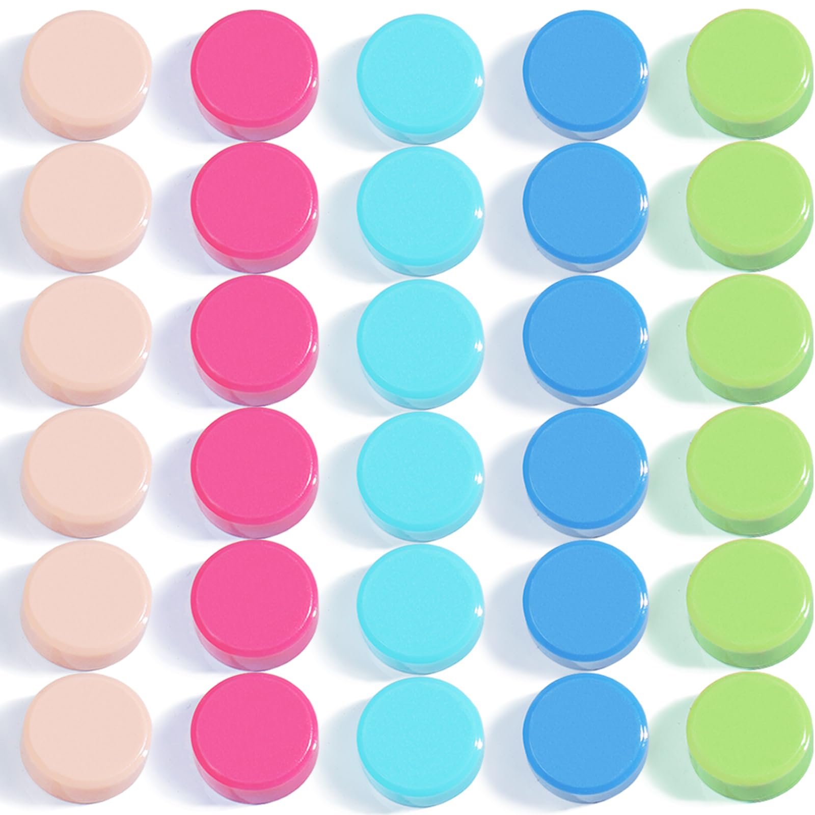 DUJEQM Fridge Magnets, 30 Pack Strong Refrigerator Magnets - Heavy Duty Small Round Magnets for Whiteboard Office Home, Cute Mini Magnet with 5 Colors
