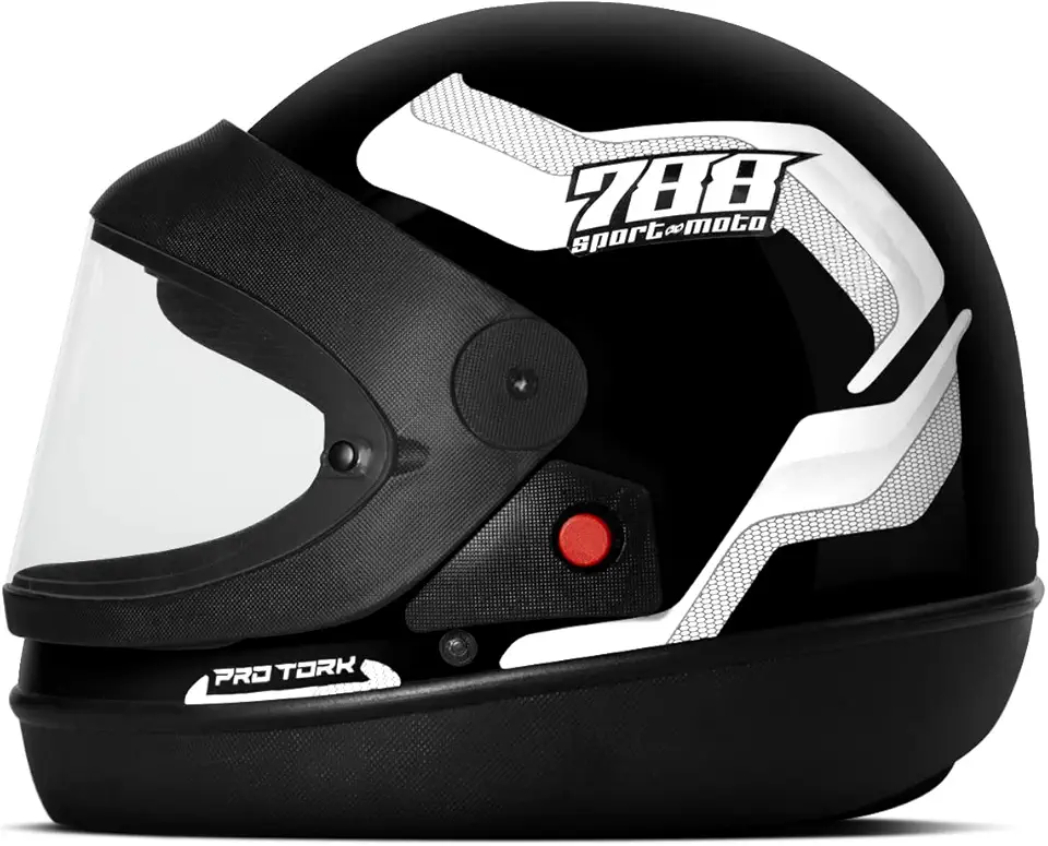 CAPACETE FECHADO PRO TORK SPORT MOTO 788 PRETO - BRANCO TAM. 60