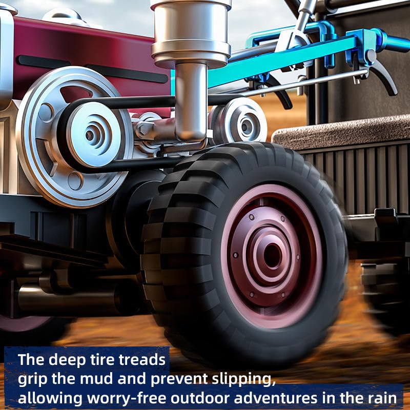 Image of RC Farm Tractor with Trailer Toy | 2.4GHz Remote Control, LED Lights, Smoke Spray, Realistic Sound, USB Rechargeable, Full Proportional Steering