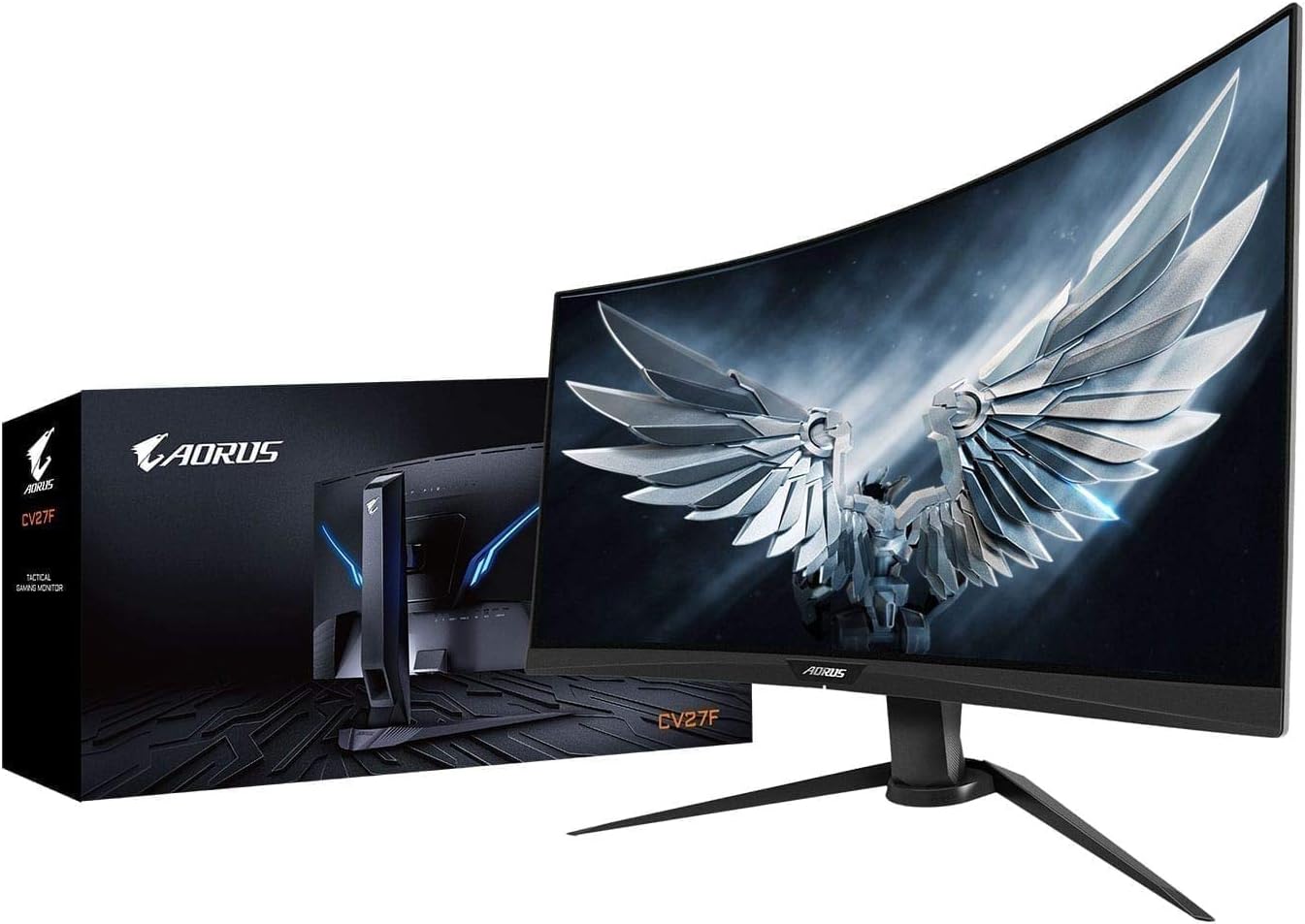 AORUS CV27F 27" Frameless Curved 1500R Gaming Monitor, FHD 1080p, 90% DCI-P3 Color Accurate VA Panel, 1ms 165 Hz, HDR, FreeSync Premium Pro, Height/Tilt/Swivel Adjustable, VESA, Zero Bright Dot Policy