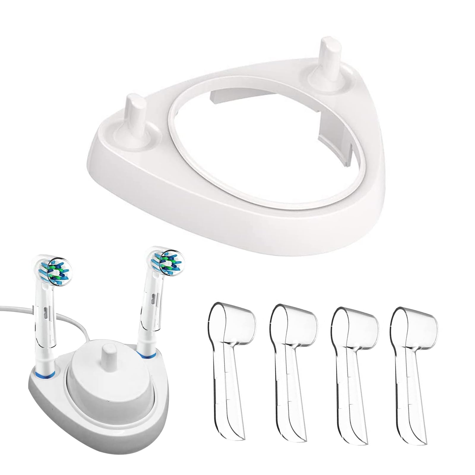 Portaspazzolino Elettrico Oral-B - Con 4 Copritestine Antipolvere | Stazione Ricarica Inclusa