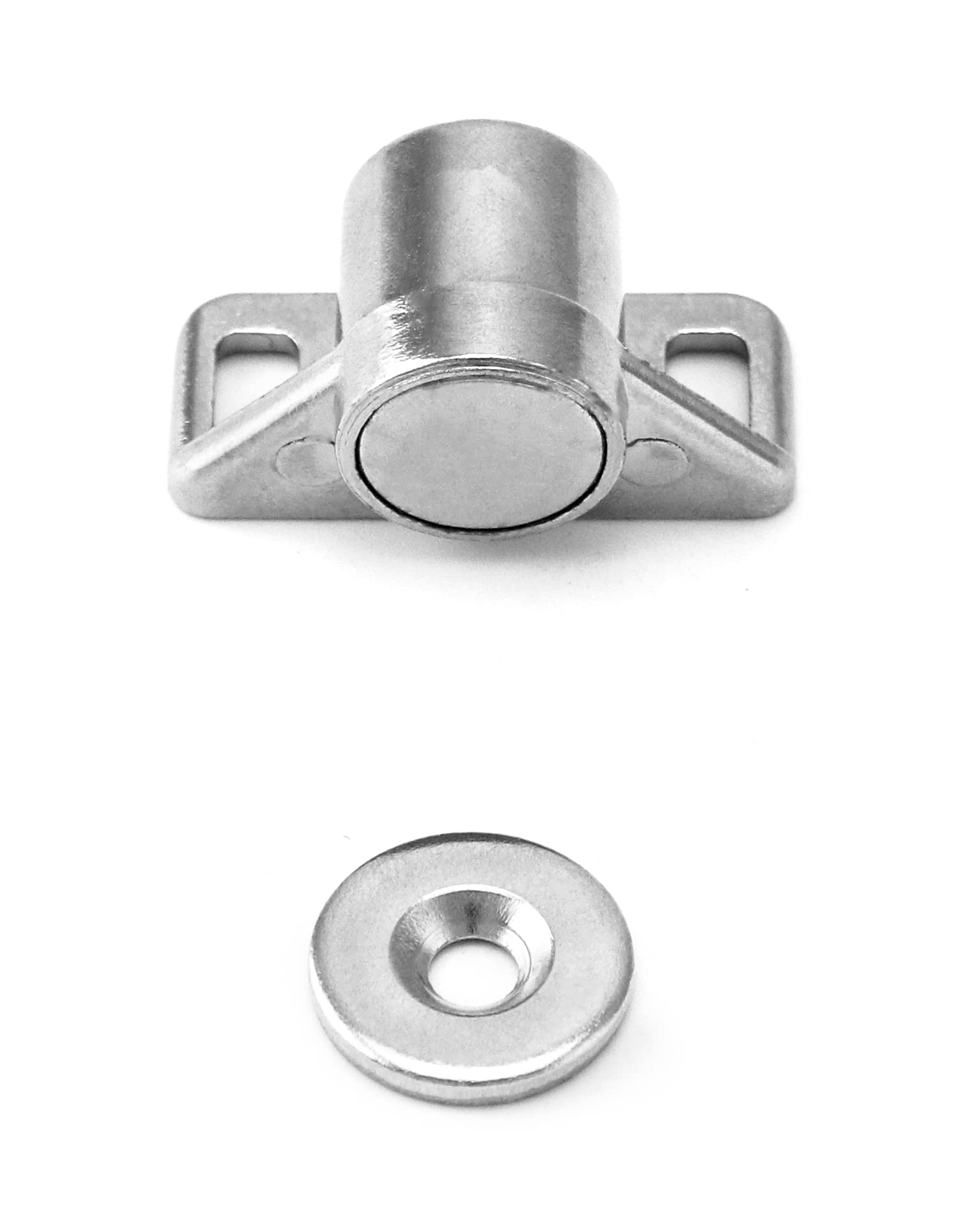 QWORK® 4 Pezzi Chiusura Magnetica Per Porta, Calamite Per Mobili, Lega Di Zinco, Con Viti, Argento, Adatto Per Cassetti, Mobili Da Cucina