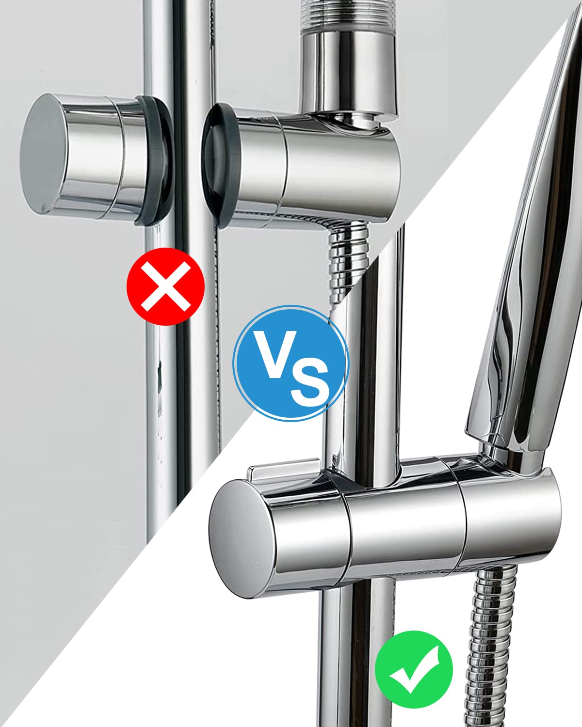 Supporto soffione doccia, supporto soffione doccia per asta scorrevole regolabile 19-25 mm, supporto doccetta scorrevole, supporto doccia girevole a 45° per asta doccia