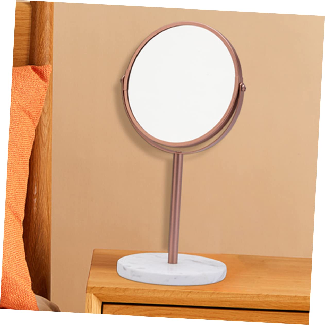 Ipetboom Specchio da Cosmetica Doppia Faccia Girevole 2X Ingrandimento, da Tavolo per Make-up e Bagno, in Marmo e Metallo