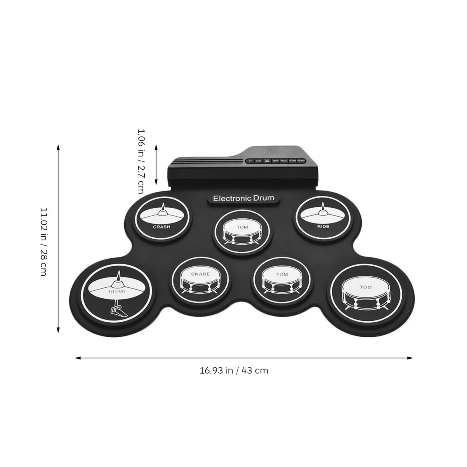 Toddmomy Drum Pads Elettronici Portatili in Silicone e Abs, Kit Batteria Digitale Usb, Adatto per Allenamento e Studio a Casa