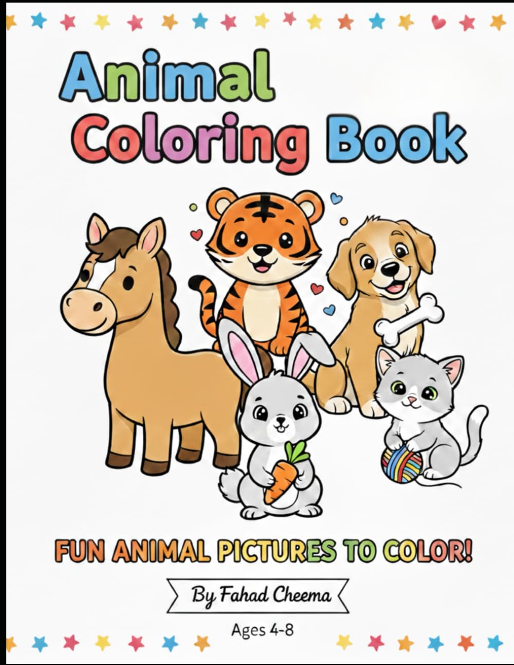Jungle Animals Coloring Book for Kids: 100 Simple and Fun Illustrations of Wild Animals; Easy Large Print Coloring Pages for Toddlers and Children Ages 4-8