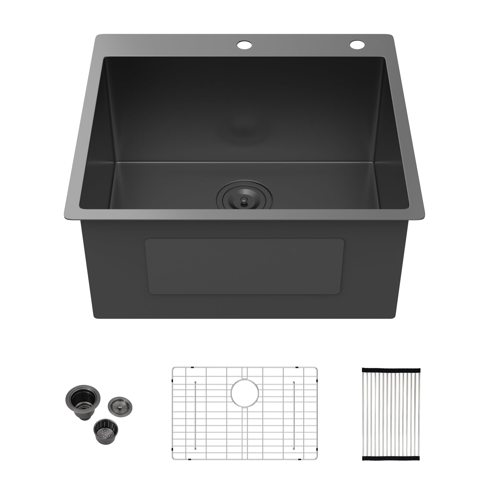 Kichae 25x22 Black Drop In Laundry Sink Stainless Steel Utility Sink
