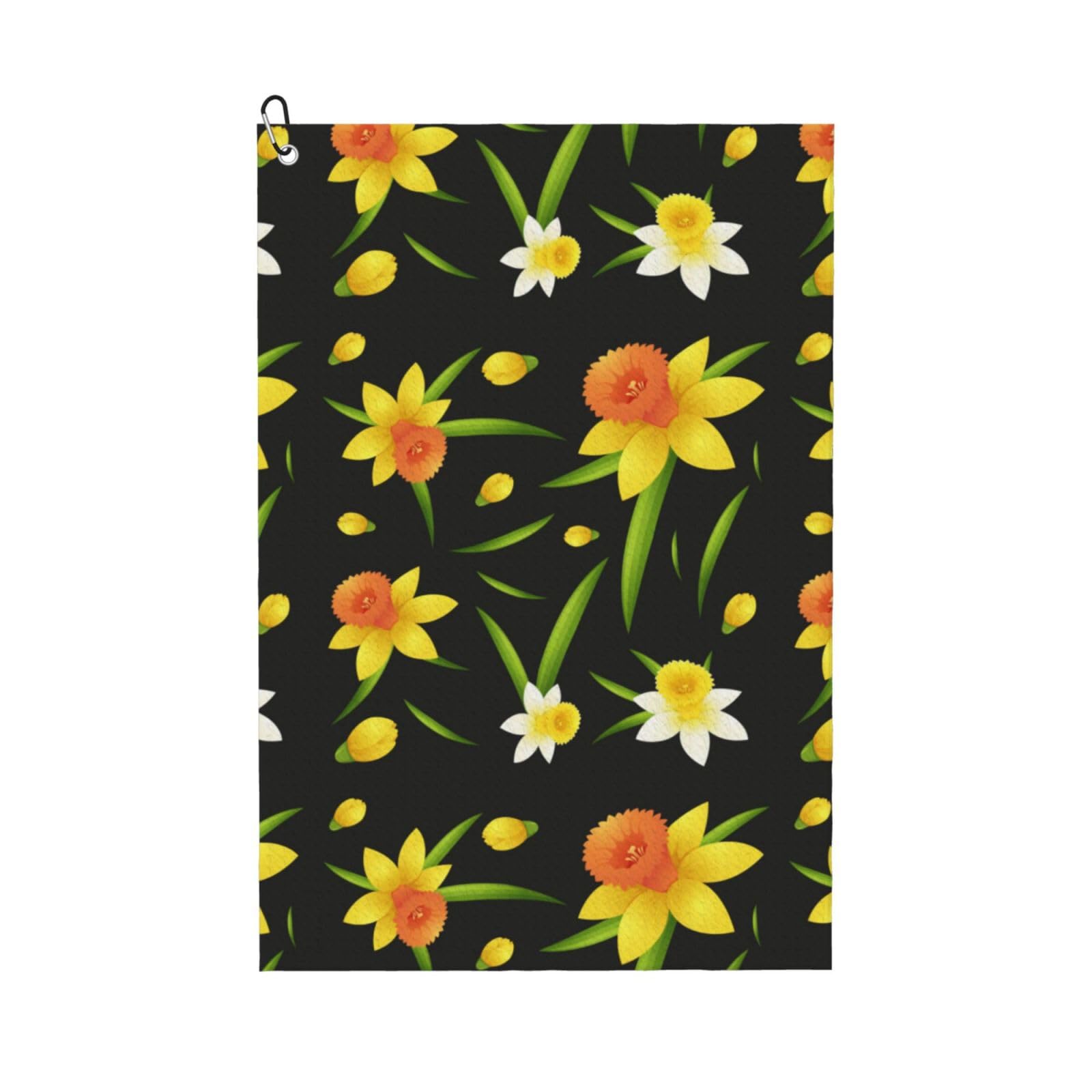 Hnnkloy Seamless Background Design With Daffodil Flowers, 16x24 in Portable Waffle Golf Towels with Carabiner Clip for Golf Bag