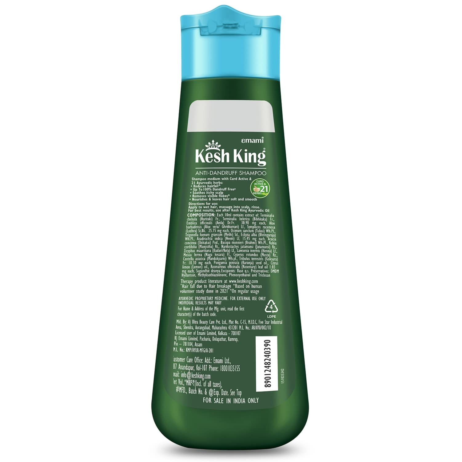 Kesh King Ayurvedic Anti-Dandruff Shampoo Up To 100% Dandruff Free, Lemon And Neem For Unisex, 340Ml & Kesh King Ayurvedic Anti Hairfall Hair Oil, 300 Ml 2