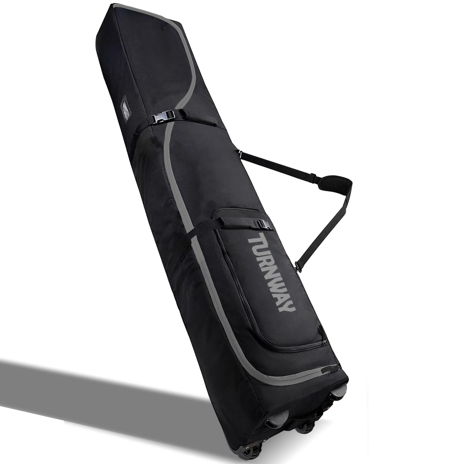 TurnWay Padded Ski Bag with Wheels for Air Travel, Double Rolling Snowboard Bag Heavy Duty Waterproof for Storage & Transportation of Snowboard/Ski Gear (Black)