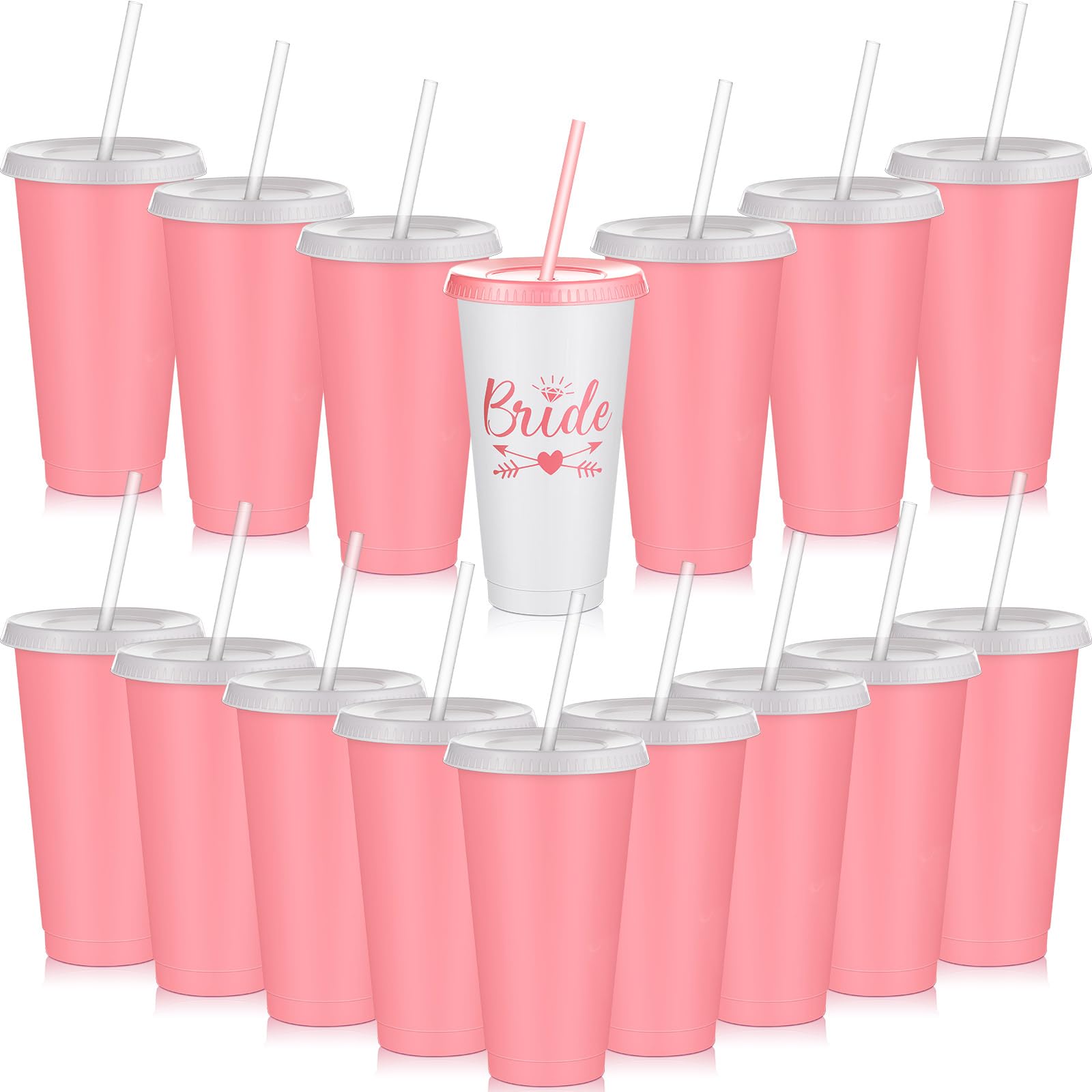 16 Pcs Babe Bachelorette Cups Bachelorette Party Tumbler with Lids and Straws Bridesmaid Cups Bridal Cup Plastic Travel Mug for Wedding Bachelorette