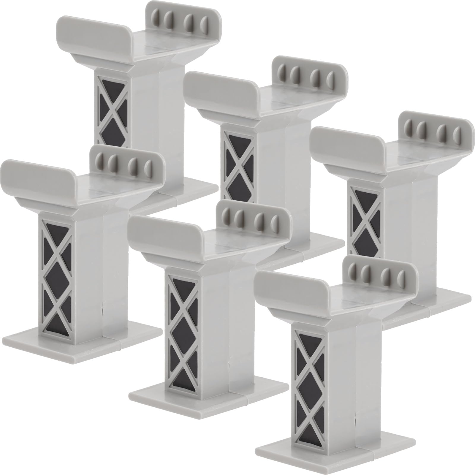 ERINGOGO 6pcs HO Scale Light Grey Plastic Standard Gauge Train Track Supports - Bridge Risers & Tunnels - Boys Toys - Train Bridge Pier Toys