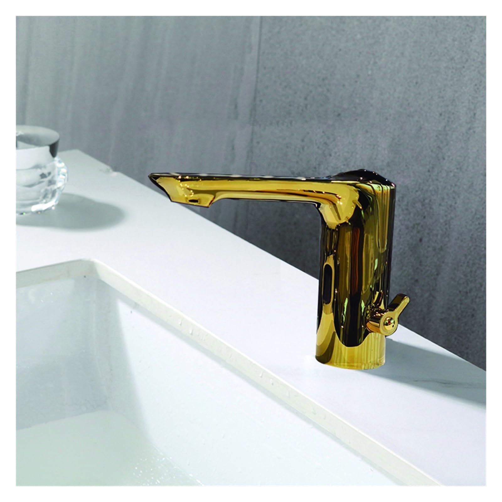 Robinet de lavabo intelligent automatique robinets d'évier entièrement en laiton cuivre couleur dorée mitigeur eau froide et chaude AC 220 V et alimentation par batterie cc 6