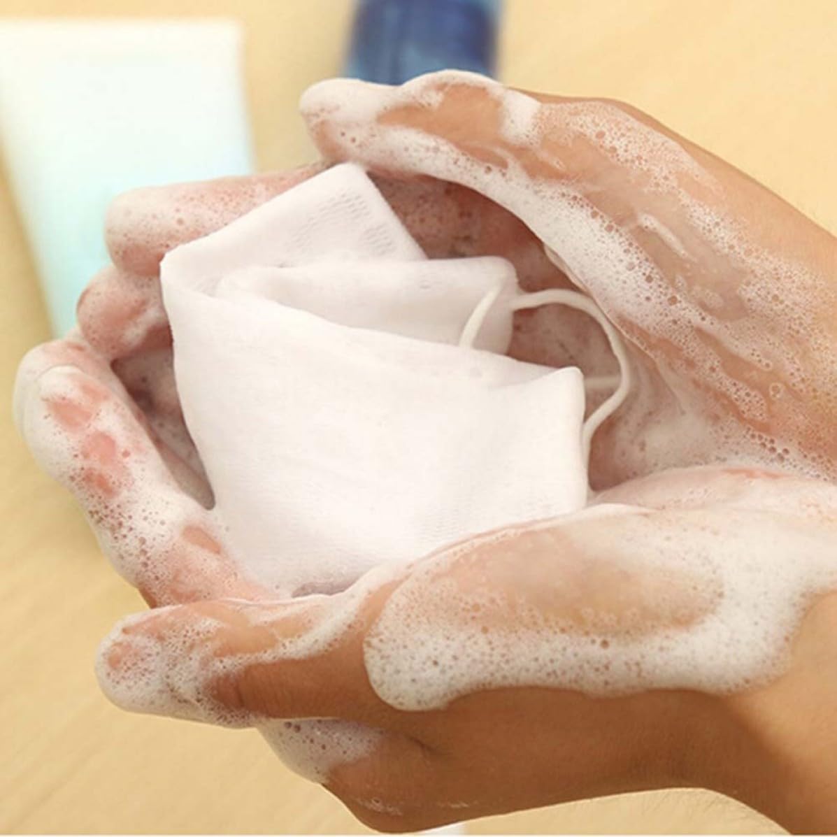Foaming Mesh Soap Pouch Yarn for Face Cleansing 10pcs