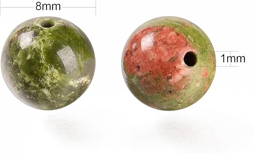 Miniatura 170 de BEEFLYING 100 cuentas de piedra de turmalina negra natural de 0.315 pulgadas (0.315 in), piedras preciosas redondas sueltas con hilo de cristal