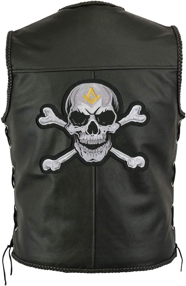 Masonic Skull & Crossbones 10.5" | Square and Compass Large Center Back Patch Embroidered Iron On - by Nixon Thread Co.