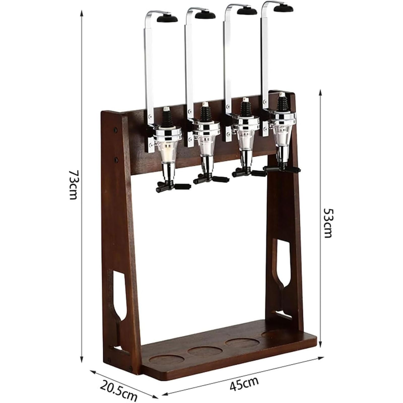 Likörspenderständer, freistehender Weinspender aus Holz mit gefedertem Ausgießer, 4 Flaschenhalter für Zuhause, Kneipe, Bar, Restaurant