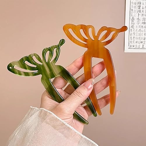 Miniatura 5 de 2 horquillas para el cabello para moños, accesorios para el cabello con forma de alas, accesorios para el cabello de concha de tortuga para mujeres,