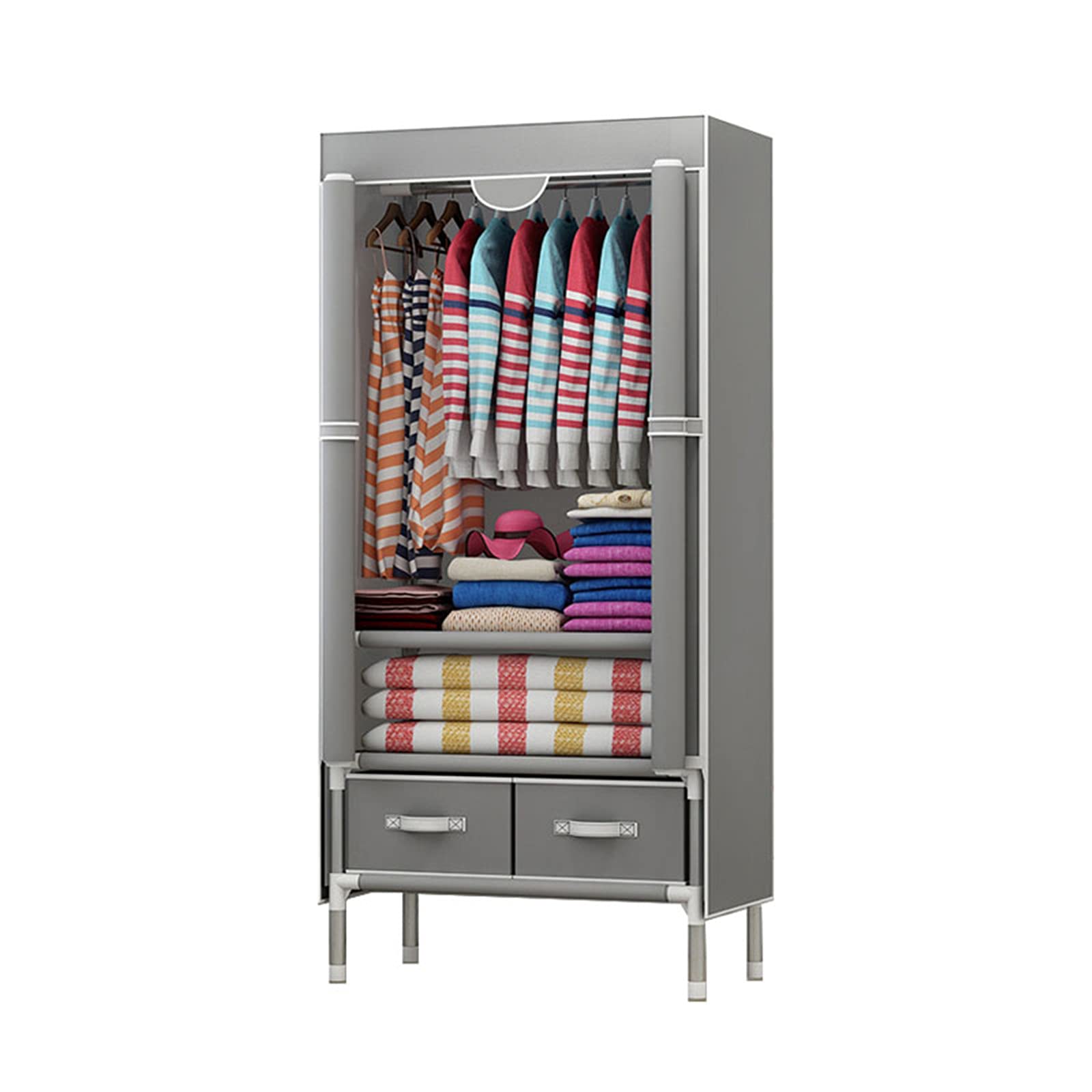 Placard portable avec étagères de rangement en tissu couleur D pour vêtements