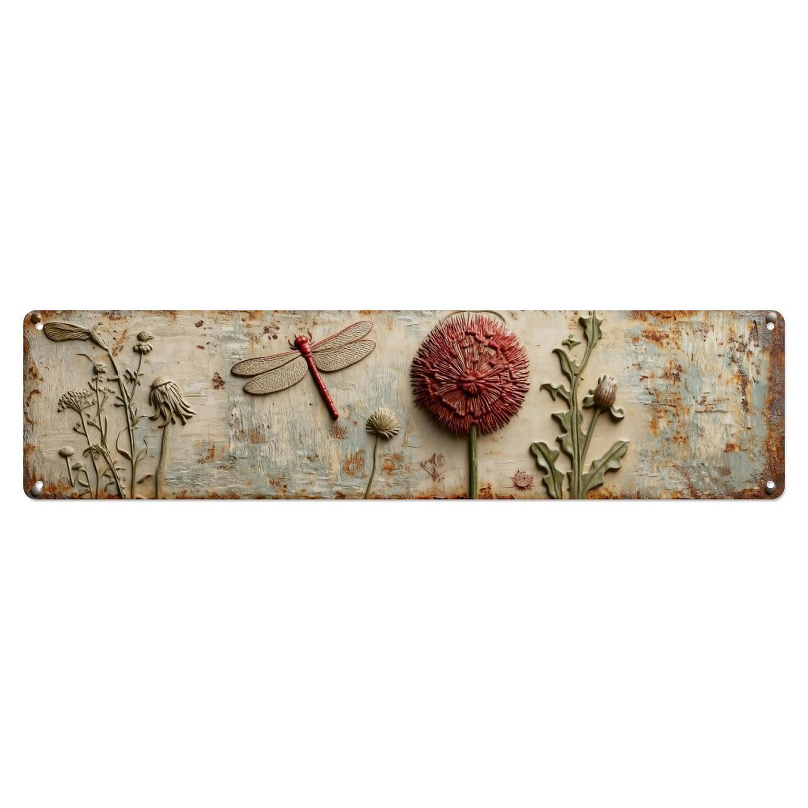 Iageret Vintage Dragonfly Dandelion Flower Plant Sky Metal Tin Sign Retro Wall Decor, Bar Garage Cafe Kitchen Home Wall Art Poster Decoration 4X16inches