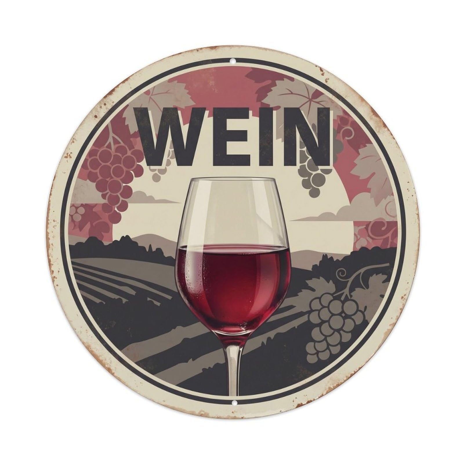 Wine Tasting Culture Germany Travel Retro Illustration Metal Tin Sign