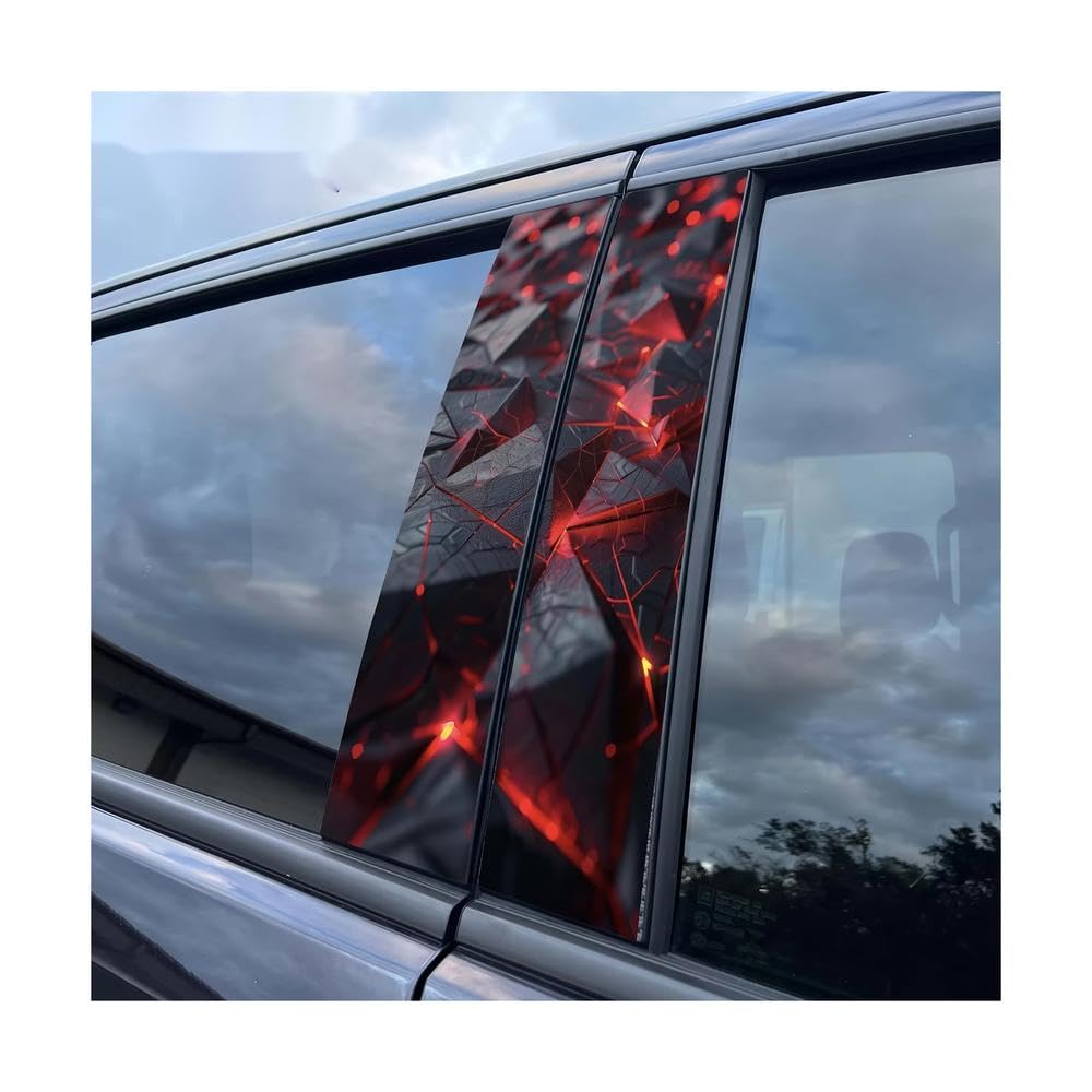 Bertdcx One Color Two Piece Red Textured B-Pillar Sticker Set Auto Parts