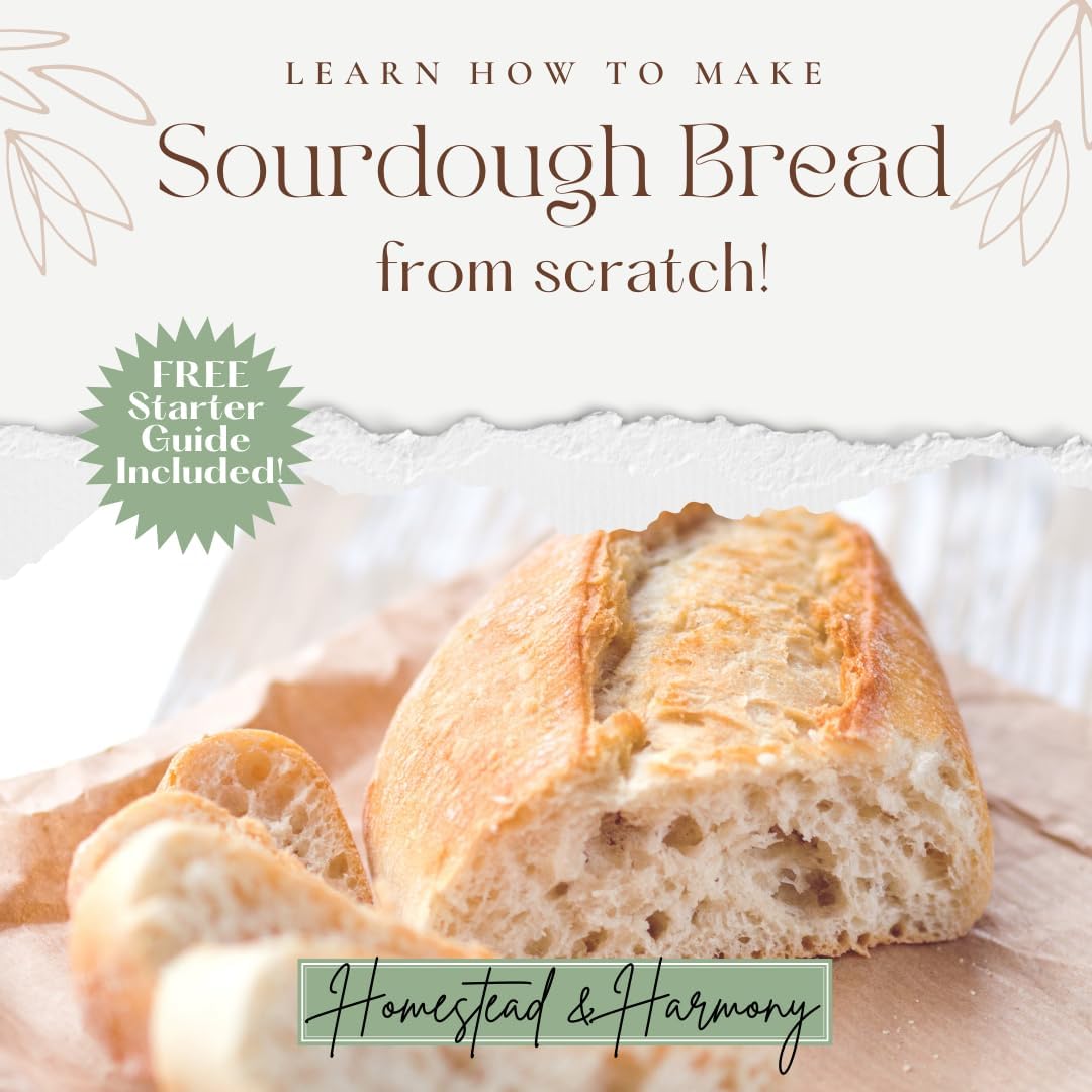Sourdough Starter Kit - Sourdough Kit Includes Wooden Spurtle, Wide Mouth Jar w/ Bamboo Lid & More - Non-Slip Silicone Base Sourdough Bread Baking Supplies - Bread Making Kit for Beginners & Pros