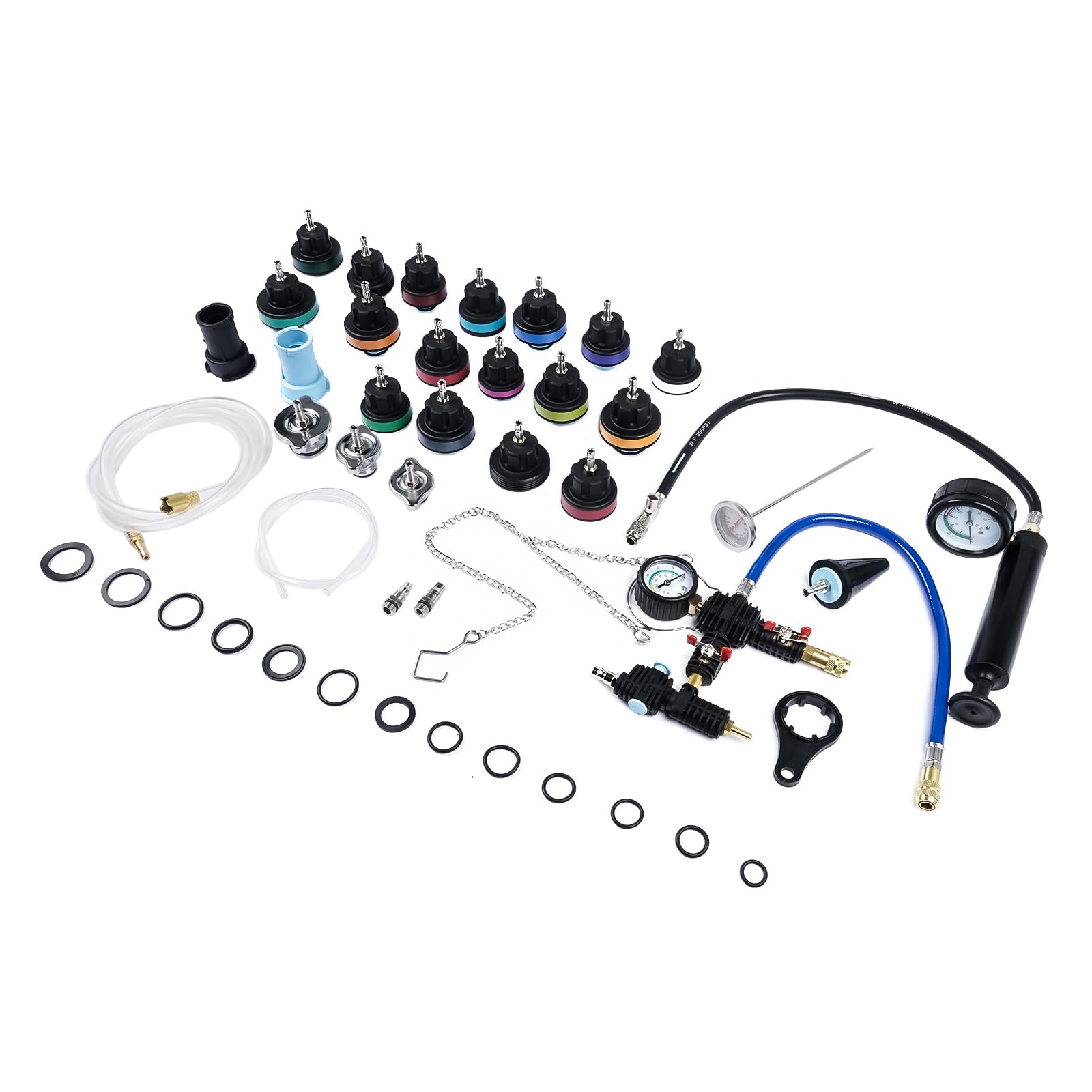 31 Pezzi Universale Radiatore Pressione Tester Kit per Il Test del Sistema di Raffreddamento del radiatore Pressione per Auto, Strumento ad Aria compressa per Auto, Blu
