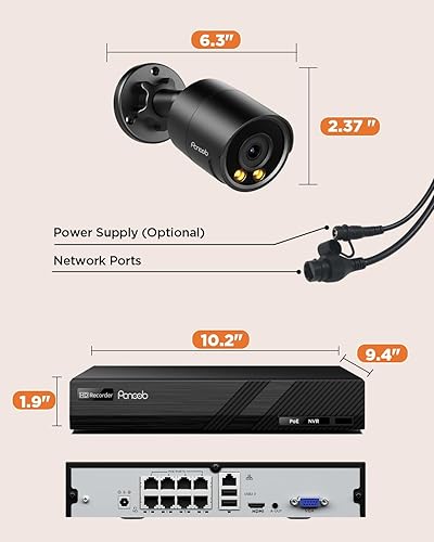Miniatura 7 de Sistema de cámara de seguridad PoE, 4 cámaras IP bala con cable de 4 MP para exteriores, micrófono integrado para exteriores, detección de vehículos