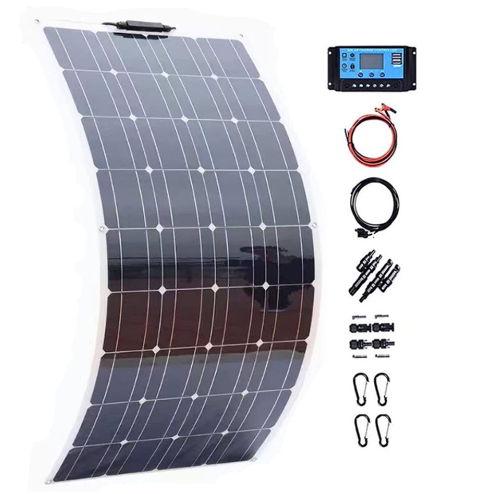 Kit de Panel Solar monocristalino, Panel Solar de Sistema de energía Solar de 120 W con Controlador de Cargador de 40 A para Campamento de Vacaciones, Aventura al Aire Libre, Emergencia