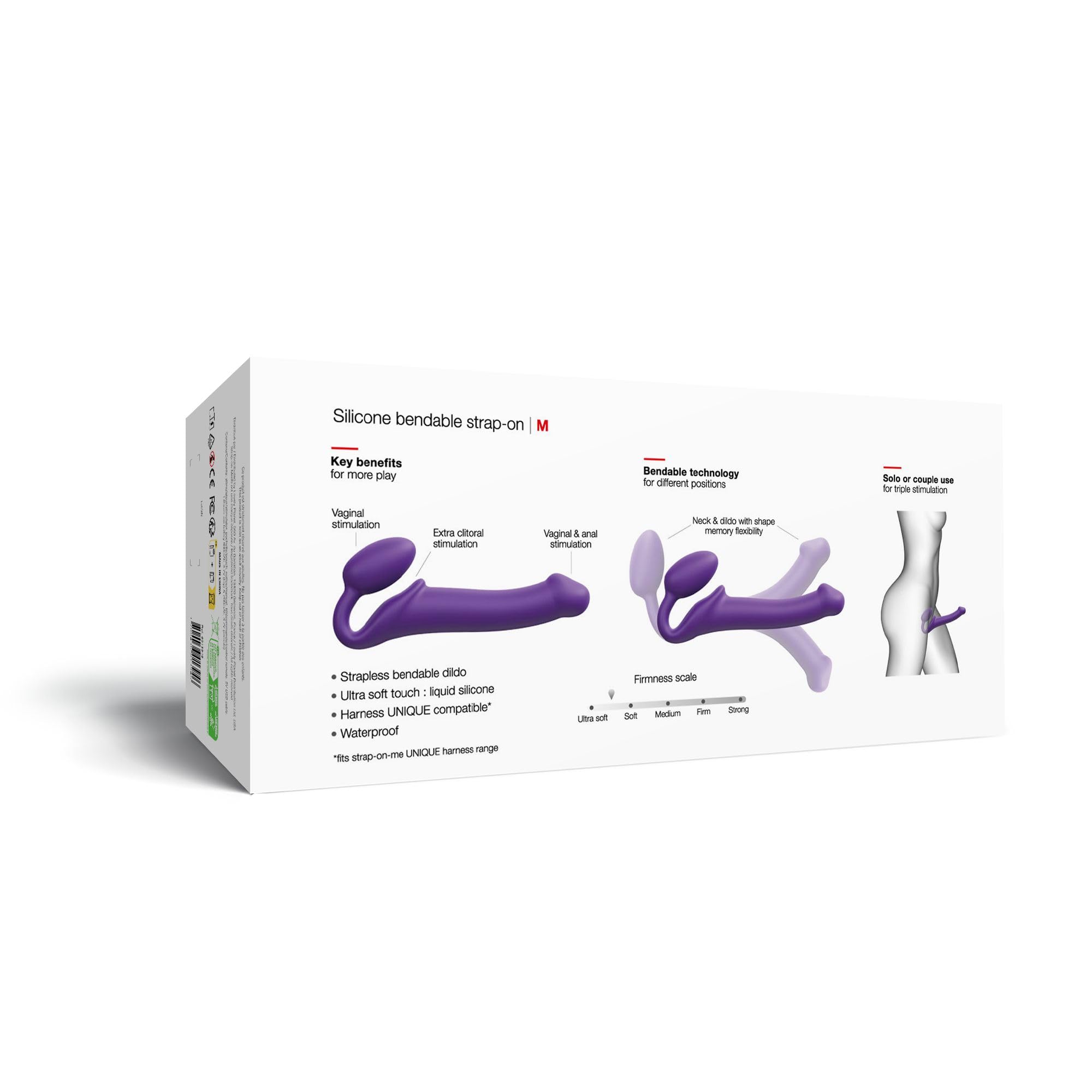 Strap-On-Me Strap-on Classique Nuova Versione | Silicone morbido, tripla stimolazione vaginale, anale e clitoridea, ovetto ultra morbido, collo flessibile