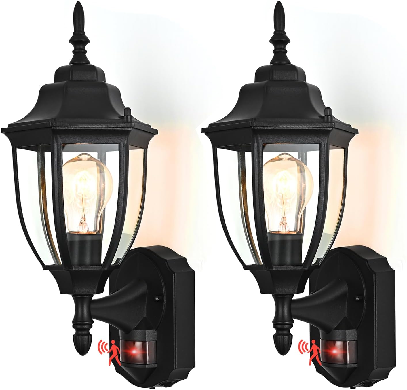 Porch Lights Outdoor Motion Sensor Wall Sconce Anti-Rust Aluminum, Exterior Outdoor Wall Lights Dusk to Dawn Porch Light Fixture Wall Mount for House Outside Patio 2Pack Black 2 Pack