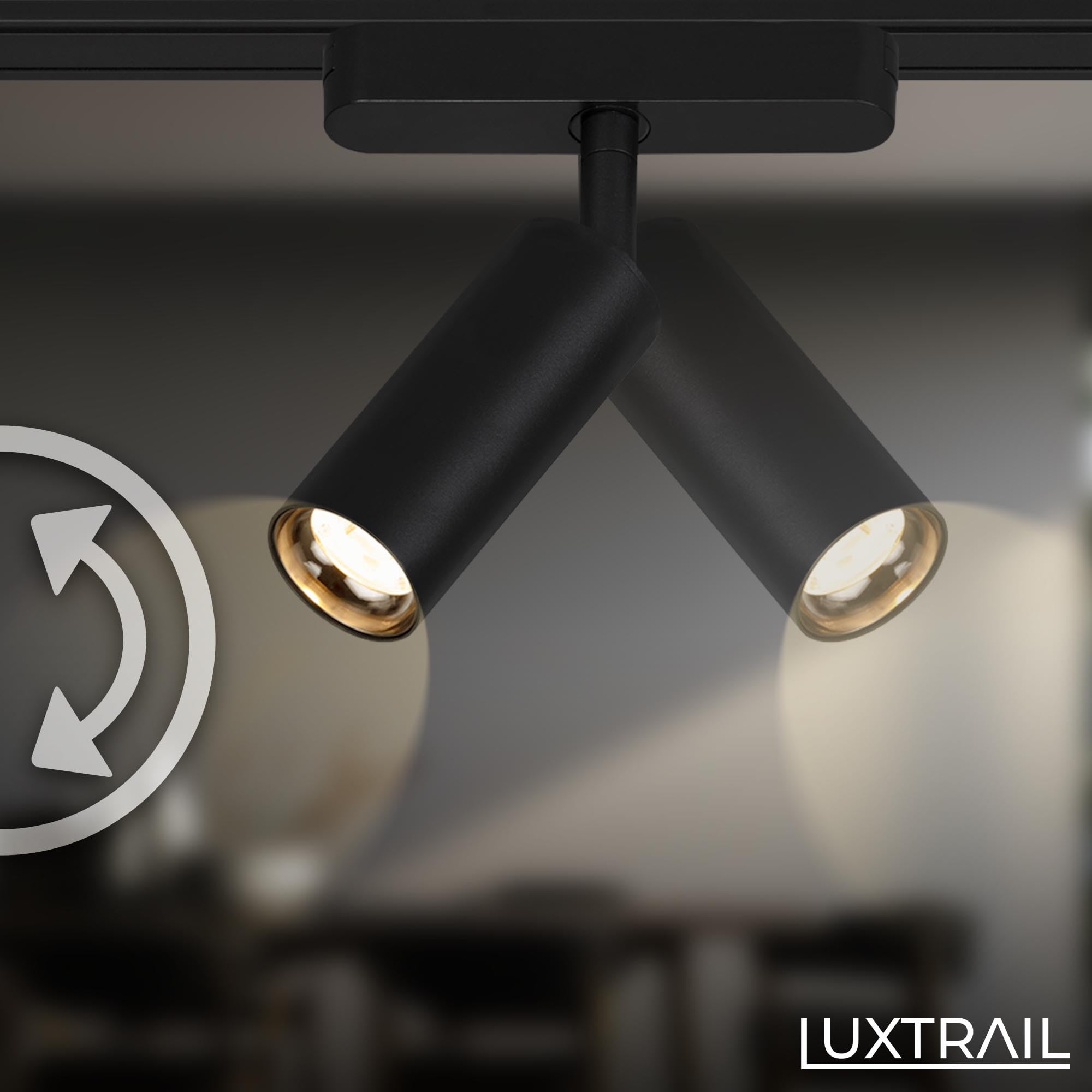 BRILONER - Système de rail Luxtrail set complet, 4x spots LED, 2x suspensions LED réglables en hauteur, forme L, lampes, système de rail lumineux pour plafond, rail de spots, plafonnier, 3m, noir