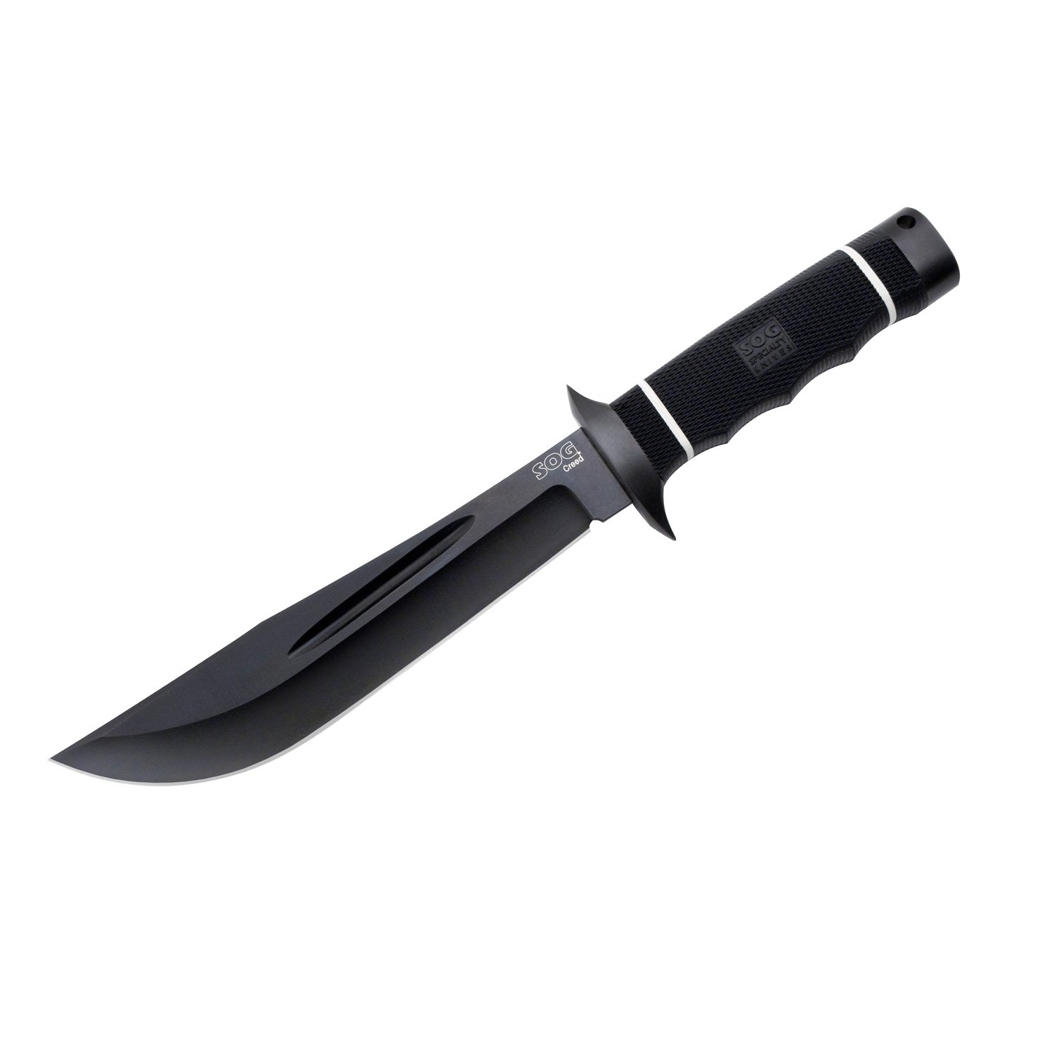 SOG Creed Fixed Blade CD02-L - Black TiNi 7.5" Blade, TPR Handle, Leather Sheath
