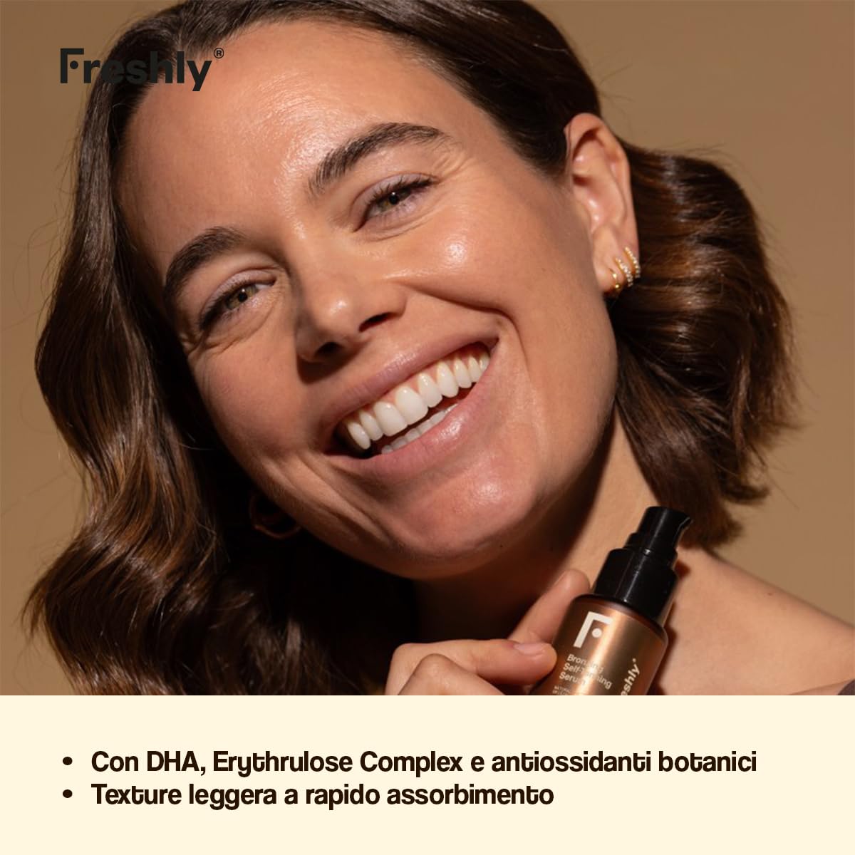 Freshly Cosmetics | Bronzing Self-Tanning Serum | Autoabbronzante Viso Naturale | 30 ml | Siero Viso per Abbronzatura Graduale e Uniforme