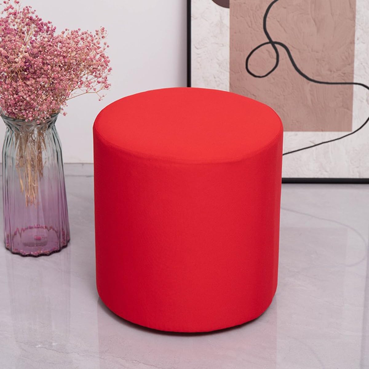 Copri Pouf Elasticizzato Rotondo/Quadrato - Fodera Morbida Per Ottomano, Divano, Poggiapiedi - Foto 5