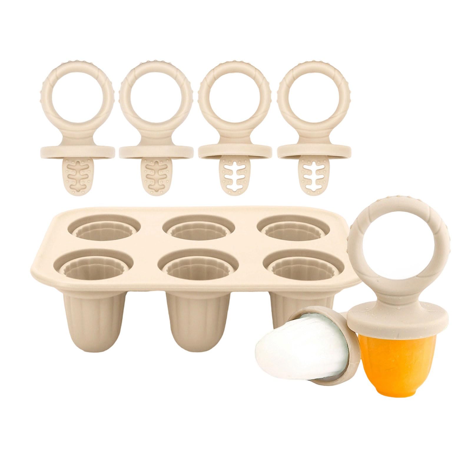 Oxxggkao 6 Piece Teething Ice Popsicles Molds for Infants Silicone Ice Cubes Tray with Chewable Edges Safe for Babies Teeth and Dishwasher Friendly Baby Teething Cubes Tray