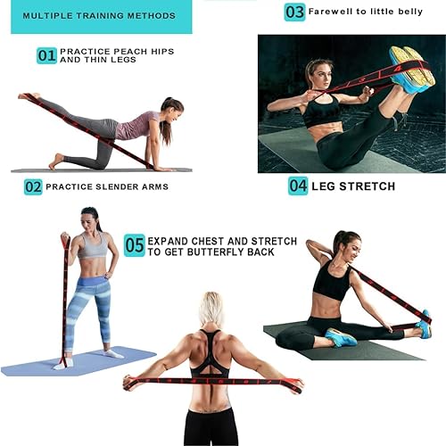 Miniatura 5 de Bandas de resistencia de fitness para estiramiento y yoga, banda de resistencia elástica numérica con marcas, banda de resistencia numerada bandas