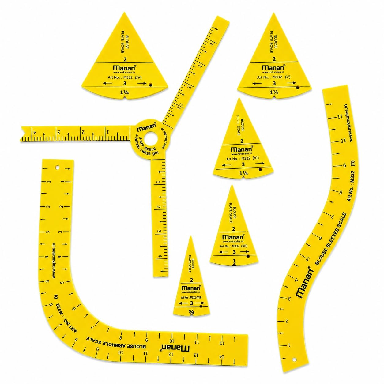 Bharat Set of 8 Blouse Scale (Mannan) || Useful to Design armhole curve,Sleeve curve, 3 Dart measuremt easily || Used in Fashion Designing, tailoring etc-image-39