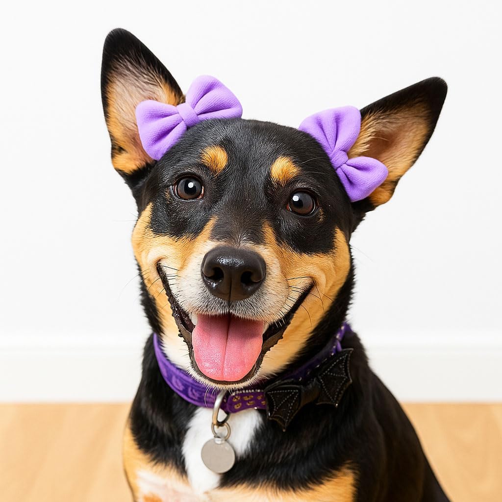 Double Bow Dog Headband 3 Pack, Elastic Doggie Headbands for Small & Medium Dogs, Puppy Bow Hair Accessories for Grooming, Photos, Parties & Holidays image 4