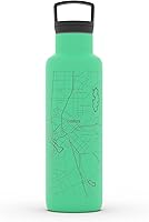 Vista 134 de Well Told Botella de agua aislada con mapa de Washington DC grabado, botella de acero inoxidable grabada (21 onzas, blanco) botella aislada de mapa