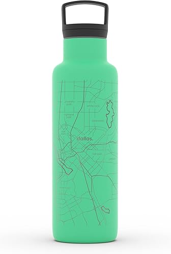 Miniatura 134 de Well Told Botella de agua aislada con mapa de Washington DC grabado, botella de acero inoxidable grabada (21 onzas, blanco) botella aislada de mapa