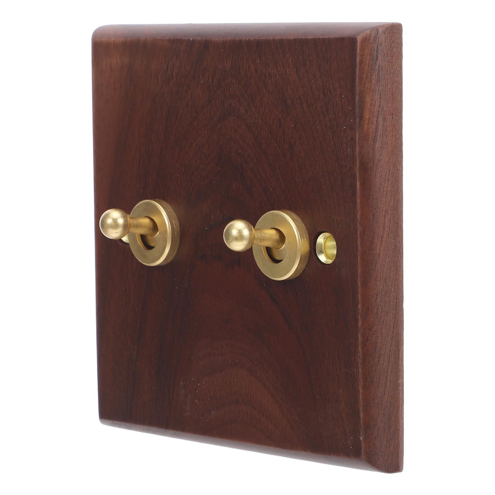 Placa de pared vintage en madera de nogal maciza con interruptor de palanca estético